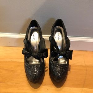 Black Glitter High Heels